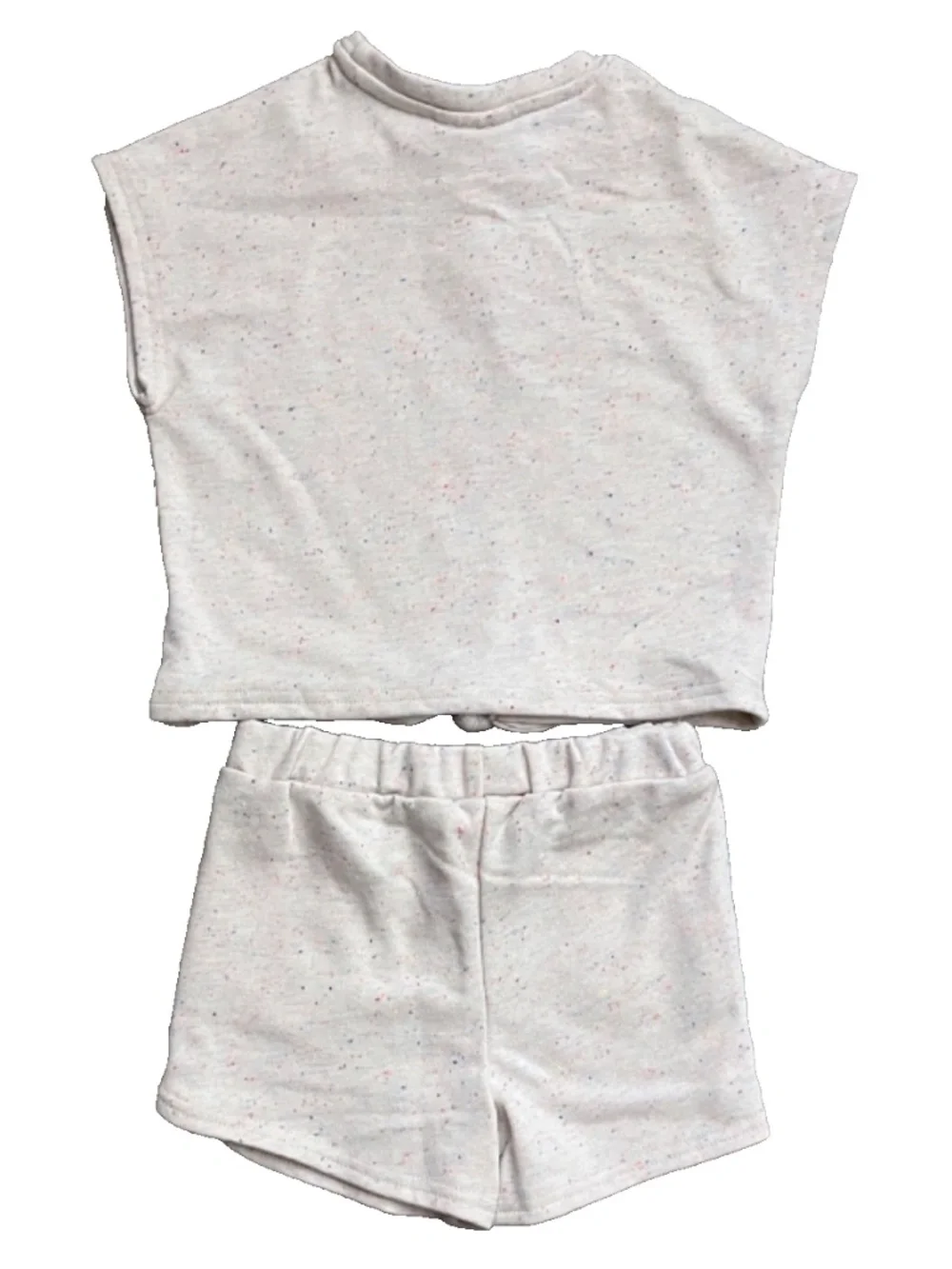 Andy & Evan Girls 2 Piece James French Terry Tie Front Top & Short Set, Love 6